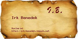 Irk Benedek névjegykártya